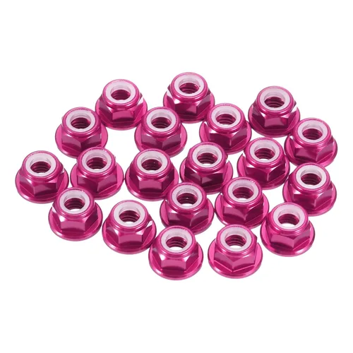 Vista 30 de MECCANIXITY 30 piezas de tuercas de bloqueo de aleación de aluminio M3 con paso de 0.5 mm, tuercas hexagonales con brida de nylon con rosca serrada
