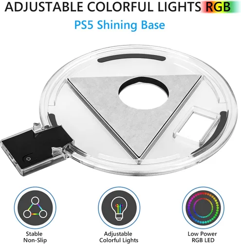 Vista 2 de Linkidea Soporte de consola LED RGB compatible con PS5, consolas Playstation 5, consola ajustable, accesorios de juego, base vertical con 4 modos