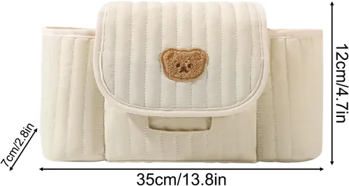 Vista 2 de Bolsa para cochecito, dispensador de pañuelos y toallitas integrado, 13.8 in, almacenamiento de cochecito para niños, dispensador de toallitas