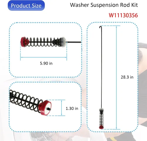 Vista 2 de W11130356 Kit de varilla de suspensión de 28.3 pulgadas compatible con lavadora Whirl-pool Ken-more Mag-tag - Reemplaza W10594084 W10735787