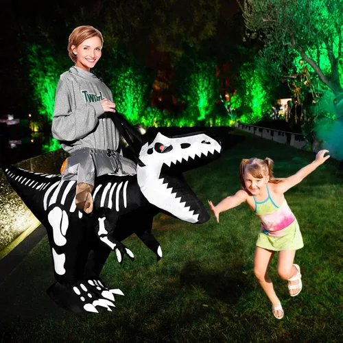 Vista 7 de Dazzle Bright Disfraz inflable de dinosaurio de Halloween, disfraz de dinosaurio inflable para fiesta de cosplay de Halloween