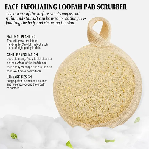 Vista 4 de YIQINGJIE Exfoliante de lufa natural (paquete de 4), almohadillas de esponja facial, limpia puntos negros sin dañar la piel, luffa para mujeres
