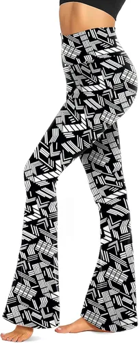 Vista 96 de TNNZEET Leggings acampanados negros para mujer, pantalones de yoga cruzados con bolsillos, corte de bota, leggings acampanados
