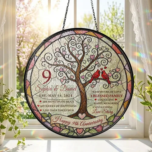 Vista 11 de Atrapasoles personalizado de árbol de sauce noveno, decoración de ventana 03