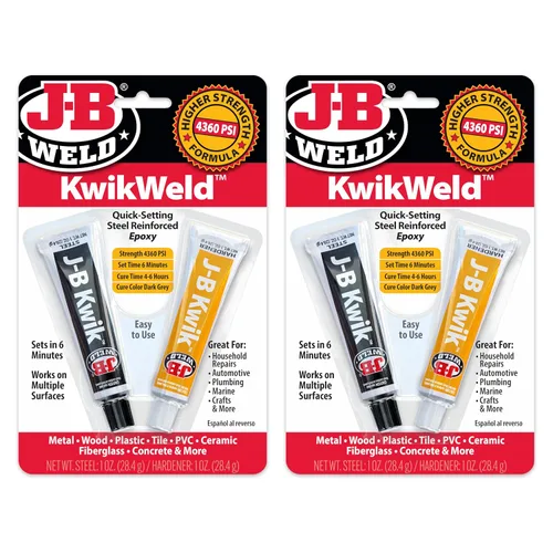 Vista 10 de J-B Weld 8276 KwikWeld Pegamento de acero reforzado de rápida adhesión. Pomo de 2 onzas, 2 onza, Blanco