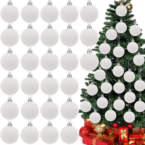 Vista 15 de Menkxi 15 piezas de bolas de Navidad de terciopelo 1.97 pulgadas, adornos colgantes de Navidad con vellón, bolas de terciopelo hechas a mano