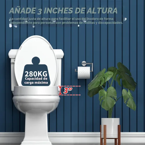 Vista 2 de Asiento de inodoro alargado elevado para personas mayores, Cierre Lento, Asiento de inodoro elevado, Resistencia Pesada, Nunca se afloja, Asiento