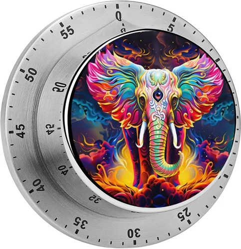 Vista 11 de Pig Floral Kitchen Timer Mechanical No-Battery, Magnetic Back, Loud Alarm for Kitchen, Study & Fitness