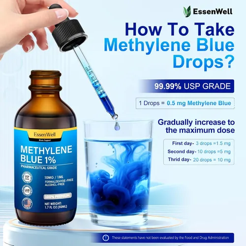 Vista 5 de Grado farmacéutico azul de metileno 4.06 fl oz,1% USP Grado Solución Mezcla Vitamina