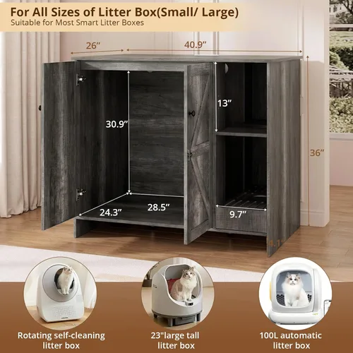 Vista 2 de VOWNER Caja de arena extragrande para gatos con colector de arena, color Gris