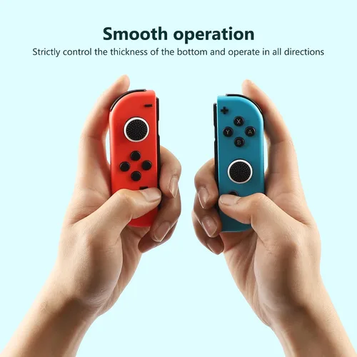 Vista 5 de 6 tapas de silicona para el pulgar de Joycon, antideslizantes, de silicona analógica para el control Nintendo SwitchOLEDLite Joycon (negro y blanco)