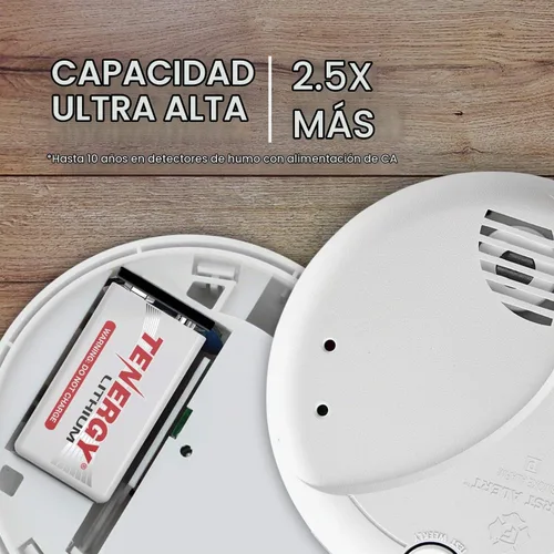 Vista 2 de Tenergy Baterías de litio de 9 V, baterías no recargables de 1200 mAh, 10 años de vida útil de litio de 9 voltios, paquete de 2