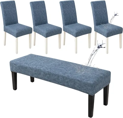 Vista 25 de HAOYONG Funda para Silla de Comedor con Estampado, Funda Desmontable Lavable para Silla Parsons, Protector de Asiento Removible para Comedor, Hotel