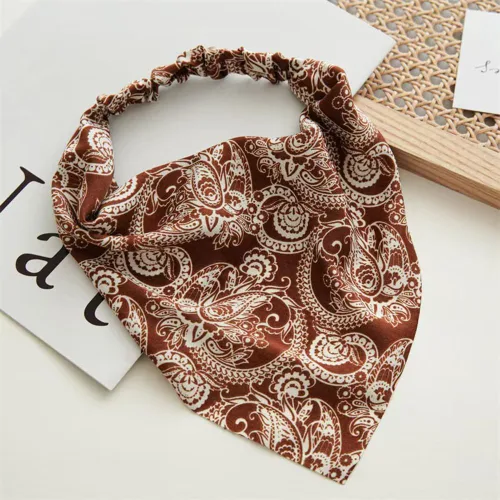Vista 27 de Pañuelo elástico para el cabello, bandanas para el cabello, bufanda de lunares para mujeres y niñas (flor de satén retro)