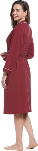 Vista 3 de Cherrydew Bata de algodón suave para mujer, estilo kimono, bata de baño ligera de manga larga