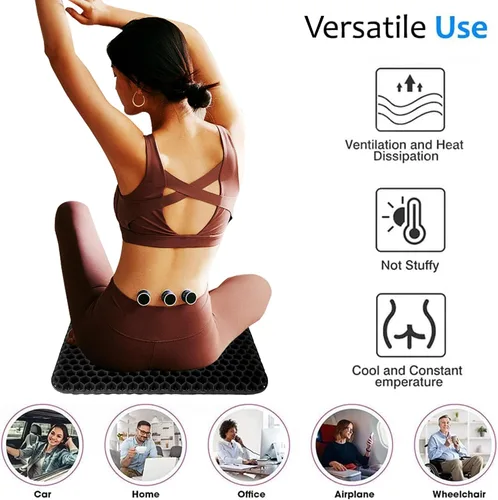 Vista 4 de Yimiyaa Cojín de Gel para Asiento, Cojín de Gel Grueso Doble en Forma de Huevo para Alivio del Dolor por Presión, Almohadillas Transpirables