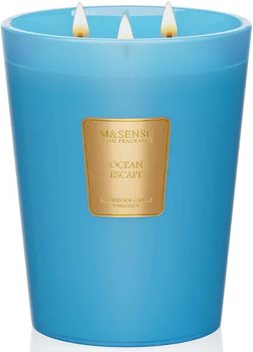 Vista 43 de M&SENSE - Vela de cera de soja natural aromática de 35 onzas, extragrande, 3 mechas, 150 horas, larga duración, combustión lenta, para decoración