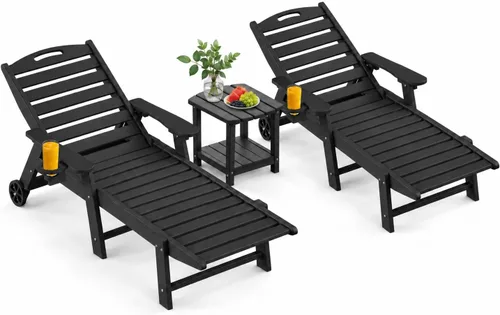 Vista 14 de Silla de salón al aire libre, silla de salón de patio de HDPE con Negro
