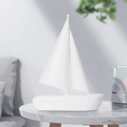 Vista 6 de Estatua creativa modelo de velero de resina, arte moderno, manualidades, decoración de oficina en casa, escultura de barco simple, regalo