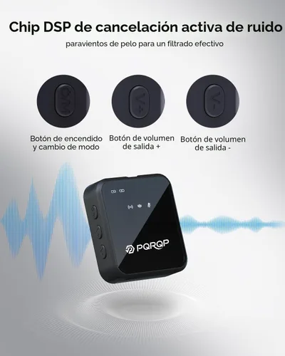 Vista 2 de PQRQP, micrófono 3 en 1 para iPhone/Android/cámara, inalámbrico, transmisión de 328 pies, duración de la batería de 18 horas, mini micrófono