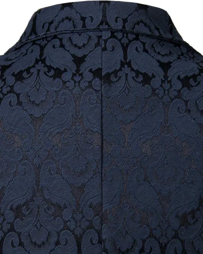 Vista 5 de ZEROYAA Chaleco gótico steampunk de doble botonadura jacquard para hombre, chaleco sin mangas