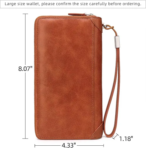 Vista 4 de DORISJACKY Cartera de cuero para mujer con bloqueo RFID gran capacidad cremallera alrededor de las bolsas de viaje