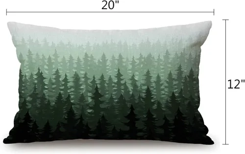 Vista 2 de Solekla Jcp152 - Funda de cojín decorativa de lino y algodón con diseño de pinos en acuarela para sofá, cama, 12 x 20 pulgadas