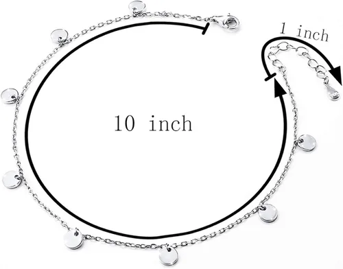 Vista 6 de Tobillera para mujer y niña, S925 plata de ley, ajustable, estilo de playa, joyería pulsera para tobillo