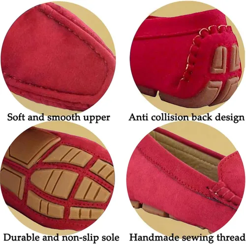 Vista 2 de Mocasines de piel de ante para niñas y niños, zapatos casuales para barco, zapatos de vestir, zapatos planos Oxford