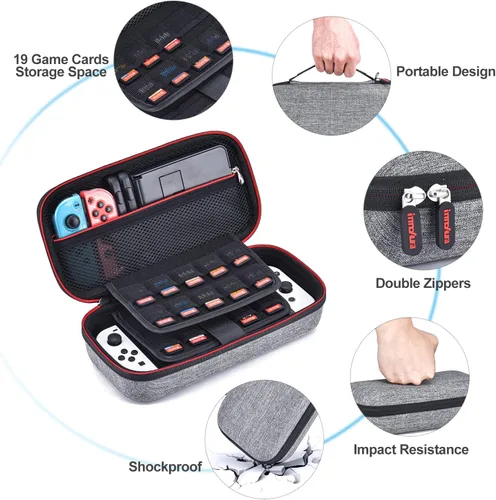 Vista 5 de Paquete de accesorios Switch OLED - innoAura - Paquete de interruptores 18 en 1 con funda para interruptor, funda de juego para interruptor