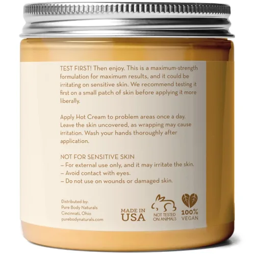 Vista 4 de Pure Body Naturals Max Strength Hot Cream – Crema de calentamiento y enfriamiento con capsaicina y mentol – Comodidad calmante para músculos