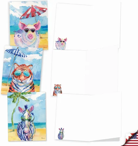 Vista 4 de Best Card Co - Juego de 10 tarjetas de notas surtidas con sobres, caja de acuarela para animales amantes de los animales, AM6670OCB-B1x10