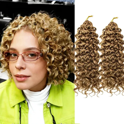 Vista 24 de GoGo Curl Crochet Hair 18 pulgadas onda de agua pelo sintético bohemio ganchillo trenzado jengibre onda profunda extensiones de cabello trenzado