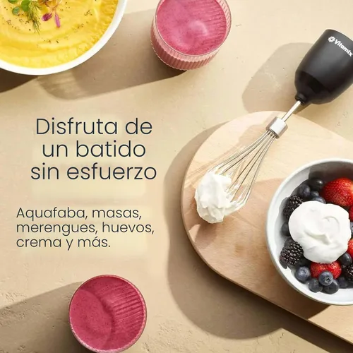 Vista 7 de Vitamix Batidora de inmersión de 2 velocidades + accesorio para batidor, batidora de mano de grado profesional con motor de 350 vatios y hoja