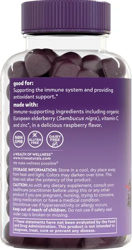 Vista 8 de Viva Naturals Sambucus - Gomitas de saúco para adultos con vitamina C