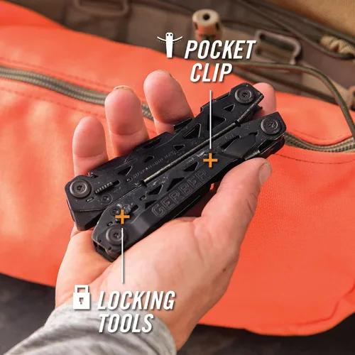 Vista 6 de Gerber Gear Suspension-NXT EDC - Cuchillo de bolsillo multiherramienta 15 en 1, alicates de punta de aguja y pelacables para acampar y Negro