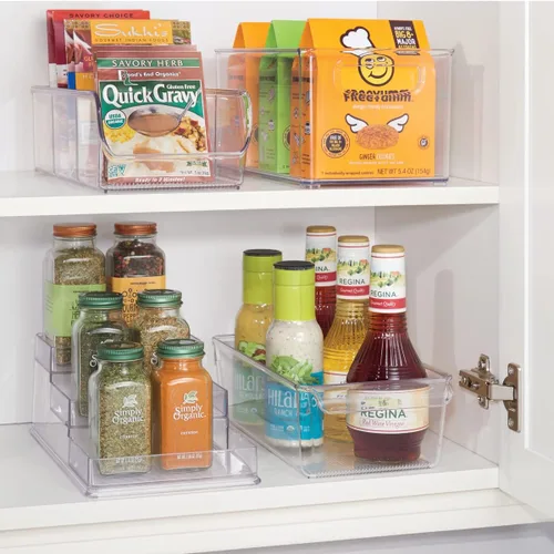Vista 6 de iDesign Linus - Organizador de plástico para nevera y congelador con asa, recipiente transparente para alimentos, bebidas, organización de productos