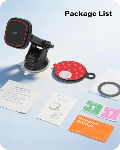 Vista 8 de APPS2Car - Soporte magnético para automóvil, tablero de instrumentos y parabrisas con ventosa con brazo telescópico, soporte magnético para teléfono