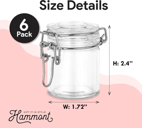 Vista 2 de Hammont Cajas de acrílico con forma de tarro de abrazadera, paquete de 6, 1.72 x 2.4 pulgadas, perfectas para bodas, cumpleaños, regalos de fiesta