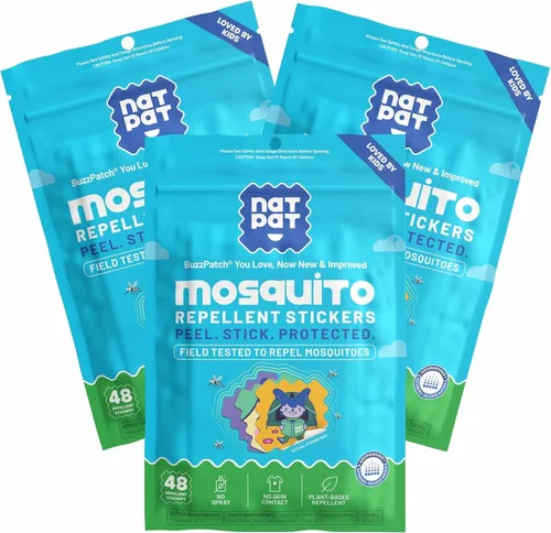 Vista 10 de NATPAT Buzz Patch - Calcomanías de parche de mosquitos para niños, ingredientes a base de plantas, no tóxicos, el parche original de aceite esencial