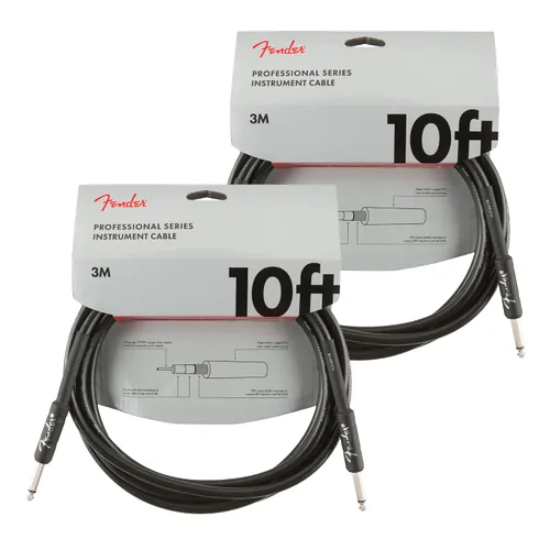 Vista 17 de Fender Cable de instrumentos de lujo de 10 pies, ángulo recto, tweed negro, paquete de 2