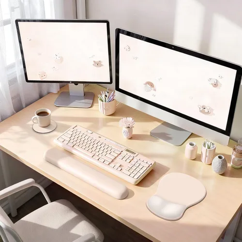 Vista 8 de Alfombrilla de mouse de 3 piezas con soporte de muñeca, reposamuñecas de teclado ergonómico de gel y alfombrilla para mouse con soporte para muñeca