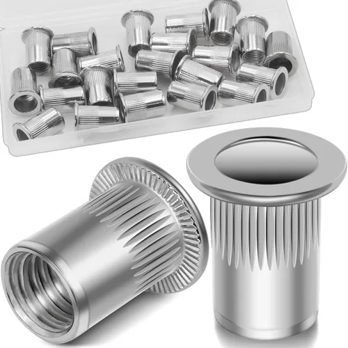 Vista 11 de Tuerca de remache UNC de 1/2 ''-13, 10 piezas de acero inoxidable 304 cabeza plana remache roscado inserto Nutsert