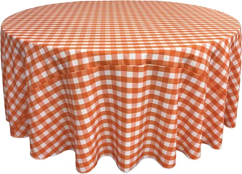 Vista 38 de Mantel LA Linen, redondo, a cuadros, polivinílico, 51 pulgadas.