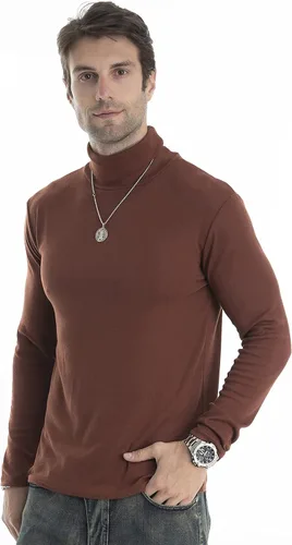 Vista 108 de Camiseta de manga larga para hombre, ajustada, ligera, con cuello de tortuga