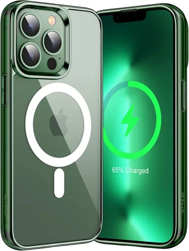 Vista 18 de JETech Funda magnética para iPhone 13 de 6.1 pulgadas, compatible con carga inalámbrica MagSafe, a prueba de golpes, parte trasera transparente