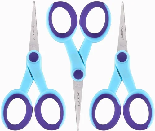 Vista 11 de SCAIKTIG Tijeras de detalle de 5 pulgadas con punta inclinada, pequeñas tijeras de bordado multiusos para coser, tela, corte de papel, blanco