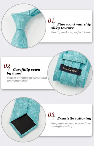 Vista 96 de HISDERN Corbatas para hombre, corbata de cachemira y bolsillo cuadrado tejido clásico floral para hombre, corbata de fiesta de boda