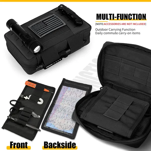Vista 2 de bvya Bolsa táctica EDC para uso general, bolsa de administración Molle, organizador de herramientas horizontal, bolsa multiusos, funda de mapa