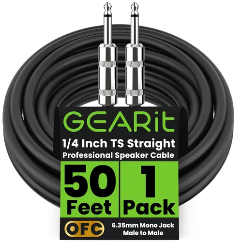 Vista 9 de GEARit Cable de altavoz profesional (6 pies), cobre puro 12 AWG, de 1/4 de pulgada a 1/4 de pulgada, TS recto macho a macho para amplificador